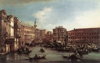 弗朗西斯科 格拉蒂 The Rialto Bridge with the Palazzo dei Camerlenghi